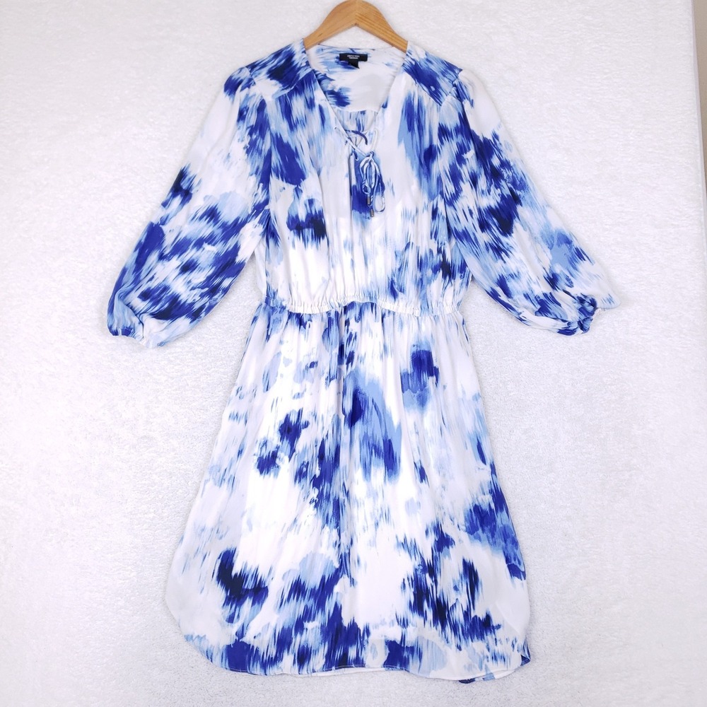Simply Vera Vera Wang Blue Ikat Tassel Dress Large Blue